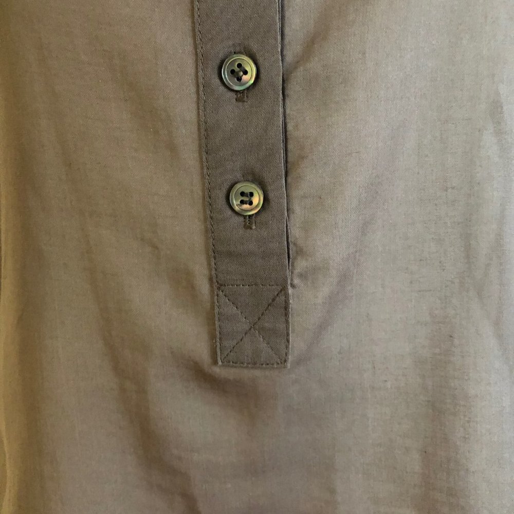 Theory Gray Brown Sheer Button Front Racerback Ov… - image 8